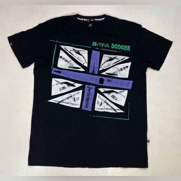 Artful Dodger Graphic T-shirt Men XL Black Short Sleeve - Picture 1 of 6